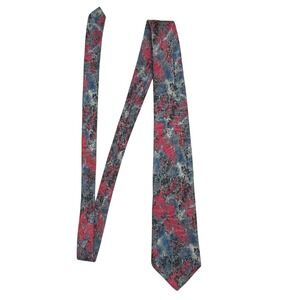 Enzo Felini Pure Silk Necktie Abstract 90's Style Red Blue Made in Italy EUC